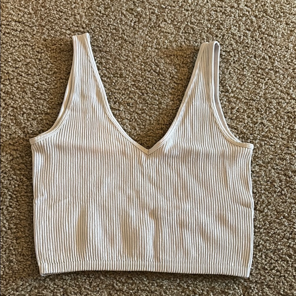 Ribbed Cream Tank Top